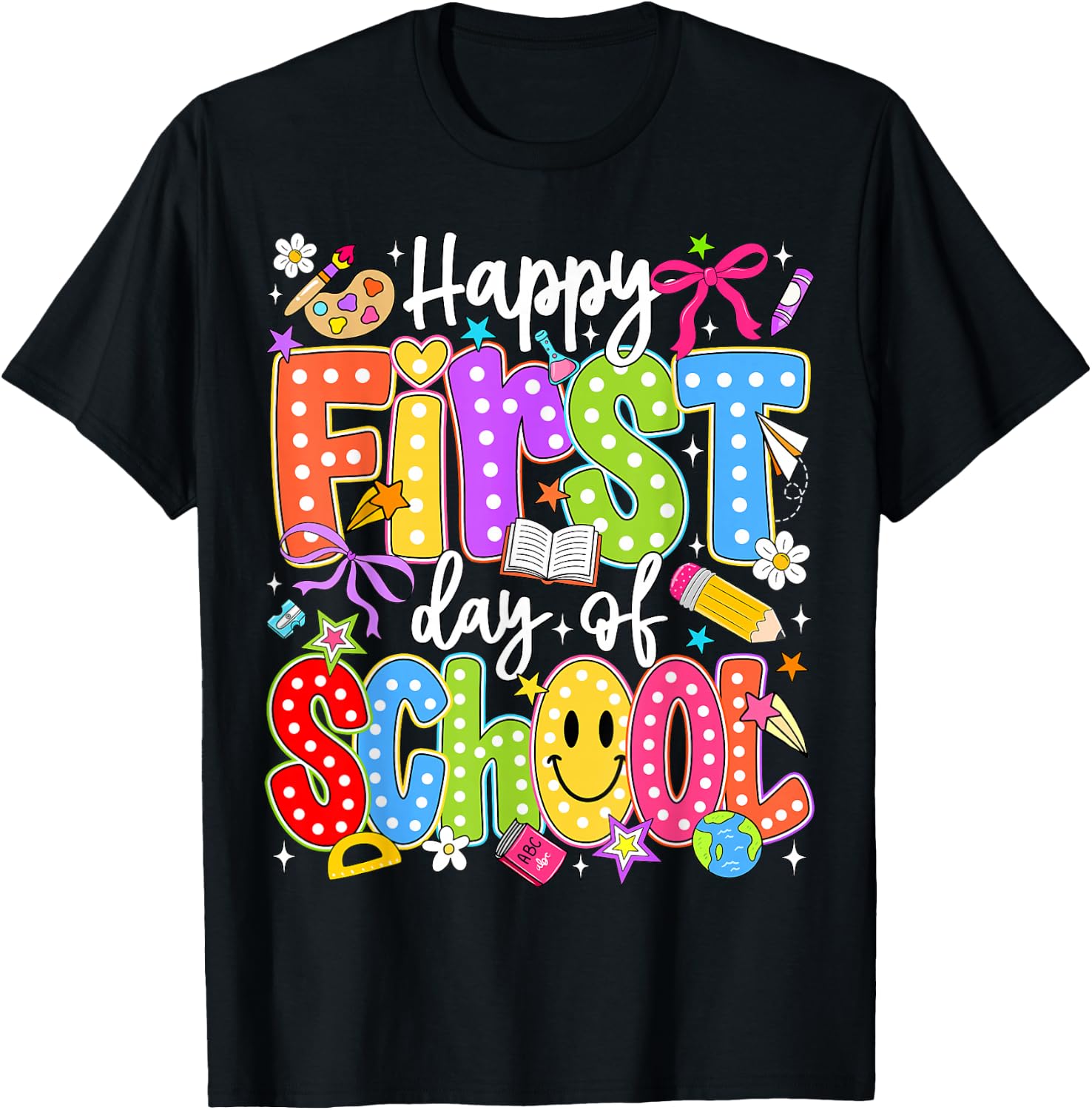 Preppy Happy First Day of School Back to School Teacher Kids T-Shirt