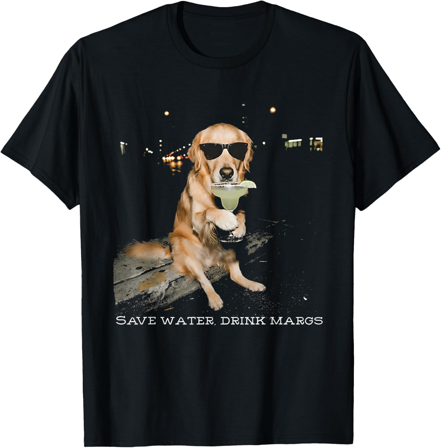 Save Water Drink Margs Golden Retriever Drinking Margarita T-Shirt