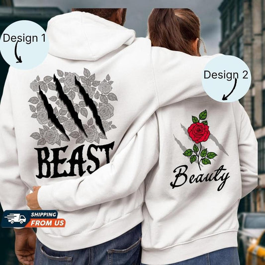 B3auty And The B3ast Couple Hoodie, Couple Sweatshirt, Her B3ast His B3auty, Unisex Couple Matching Hoodie, Valentines Day Gift