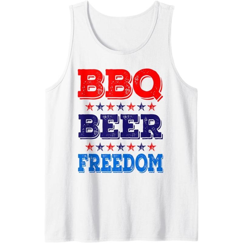 BBQ Beer Freedom America USA Party 4th of July Summer Gift Tank Top