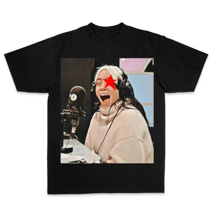 BBillieeee Eilishhh Photo funny Star red Graphic T-Shirt, Rnb T-Shirt Hoodie, Sweatshirt | DripVista.com