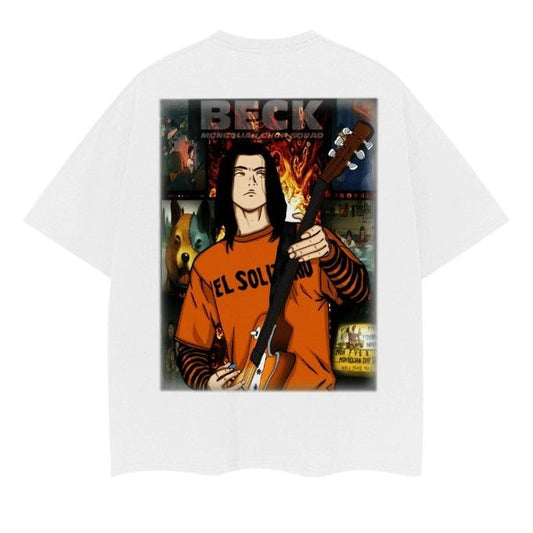 BECK "Ryusuke Minami" Vintage Oversized Tee Anime T-shirt 100% Cotton Original Design Men's Top Streetwear Casual Menswear Tshirt