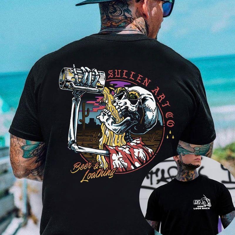 BEER & LOATHING Skull Print Men's T-shirt Sweatshirt Hoodie, Unisex Shirt, Today shirt, Love shirt, Retro Unisex, Life...