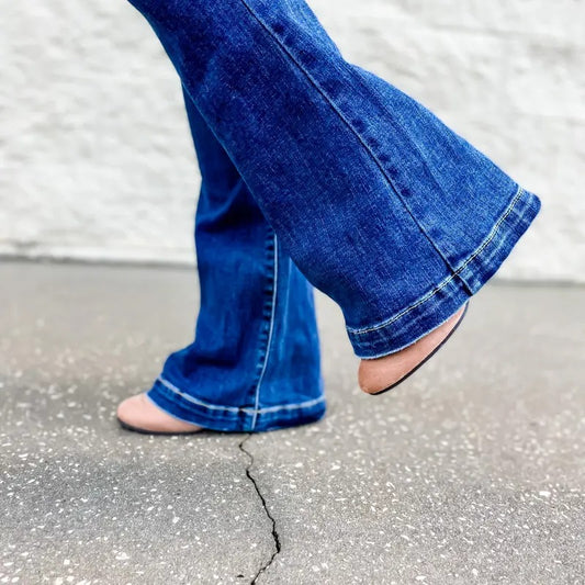 BEST SELLERS! According To You Distressed Judy Blue Flare Jean