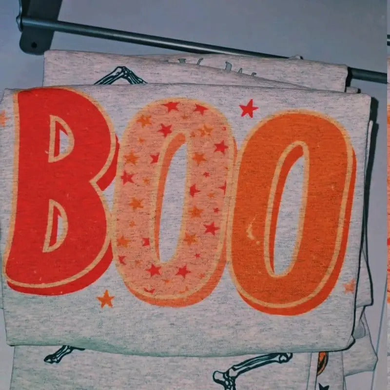 BOO Cute Halloween Graphic Tee, Loose fit Hoodie, Sweatshirt | DripVista.com
