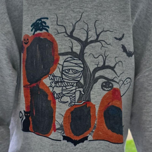 BOO Spooky Tee or Sweatshirt ( design explained in video )