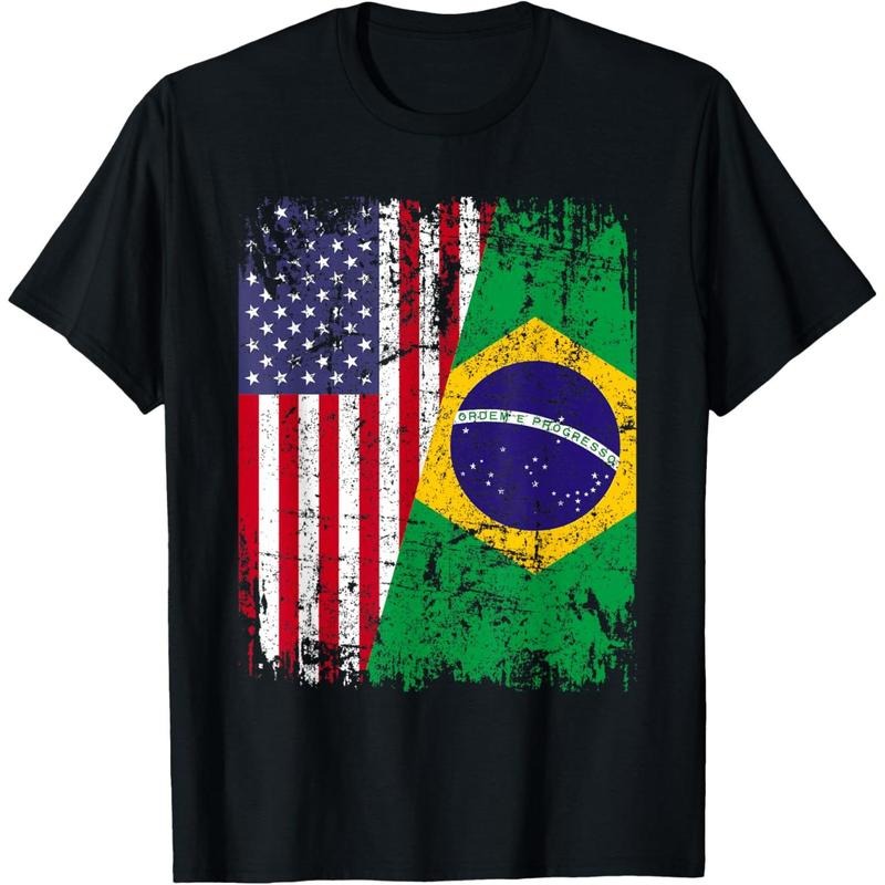 BRAZILIAN ROOTS | Half American Flag | BRAZIL T-Shirt made in usa Hoodie, Sweatshirt | DripVista.com