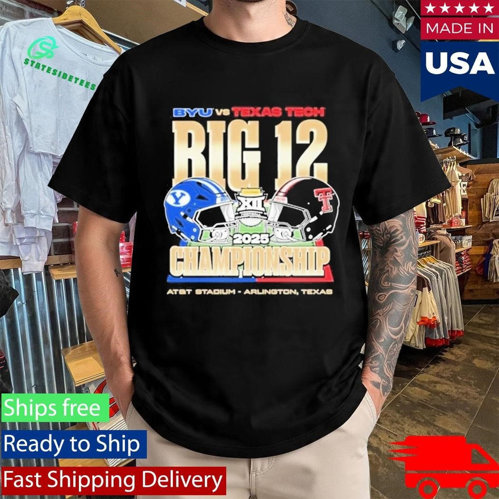 BYU Vs Tech Red Raiders 2025 Big 12 Football Championship Helmet Shirt