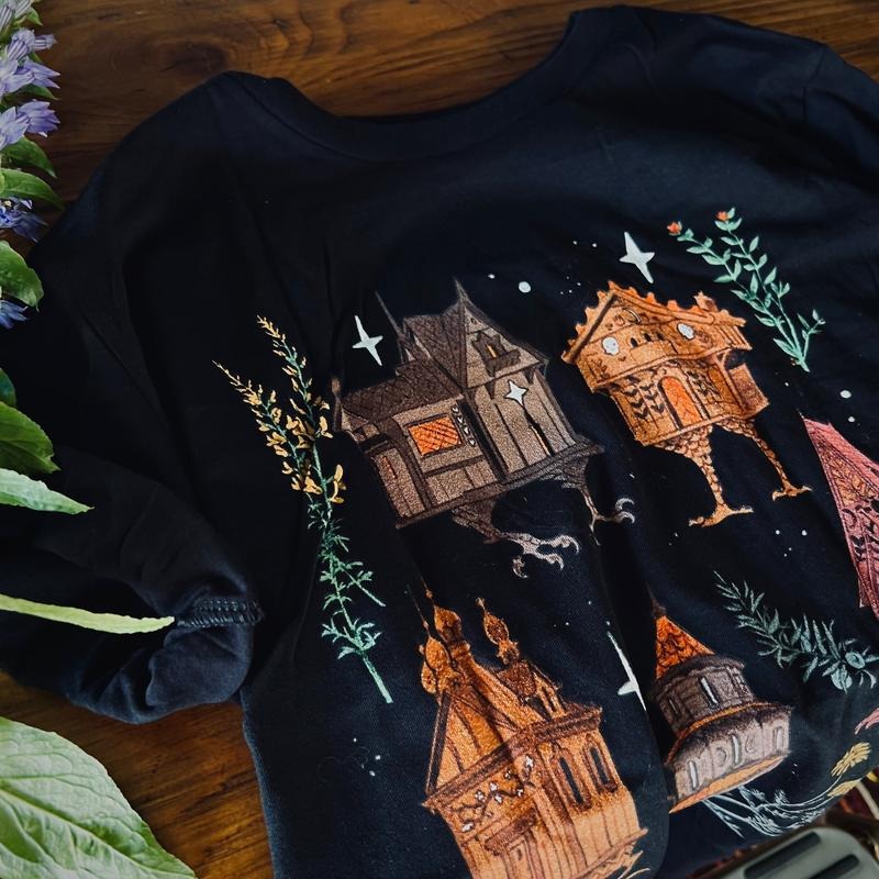 Baba Yaga Houses Black Unisex T-Shirt Hoodie, Sweatshirt | DripVista.com