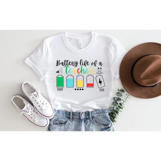 Back To School Battery Life of A Teacher| Shirt| Digitial Design| Instant Download| crafting| Teachers Gift Idea| Teacher Shirt Design style 02