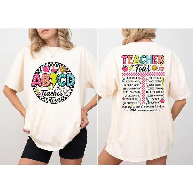 Back To School Retro Teacher Tour Shirt, ABCD Teacher Tour T-Shirt, Back To School Tee, Elementary School Teacher Shirts, First Day Of School