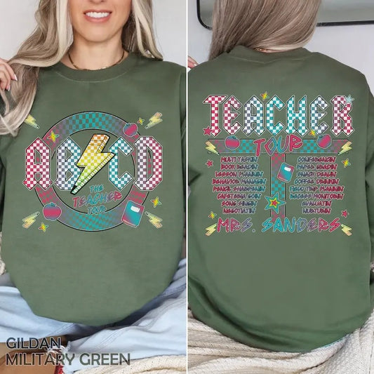Back To School Tour Personalized ABCD Teacher T Shirt, ABCD Teacher Tour Shirt for Kindergarten Teacher, Preschool Teacher First Day of Back to School Tee