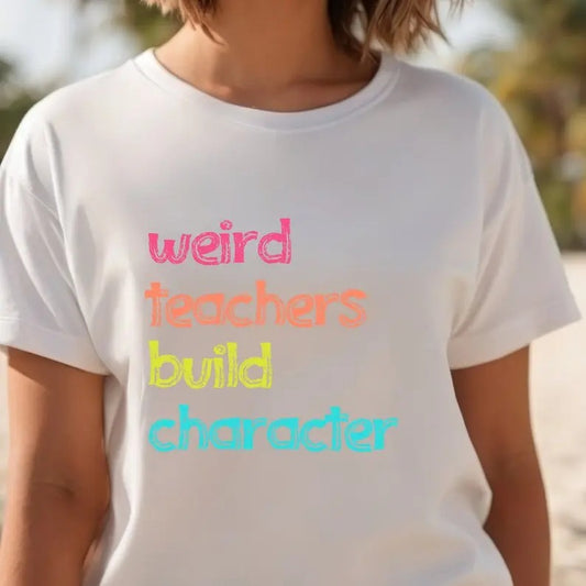 Back To School Weird Teachers Build Character T-Shirt, Retro Teachers T-Shirt, Teacher's Day Tee, Teacher Appreciation Tee, Teacher Tee, Best Teacher Tee
