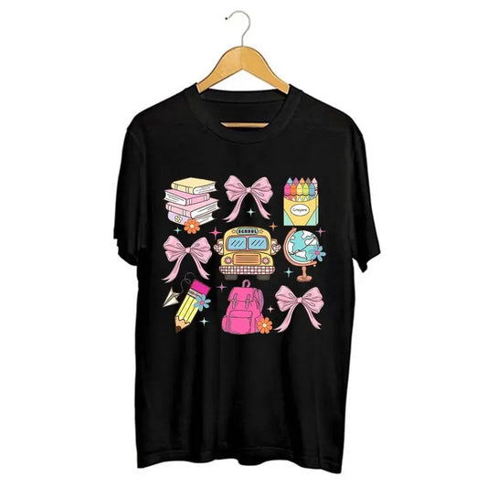Back to School Coquette Unisex T-Shirt, School bus T-Shirt, Teacher T-Shirt. Classic Collar