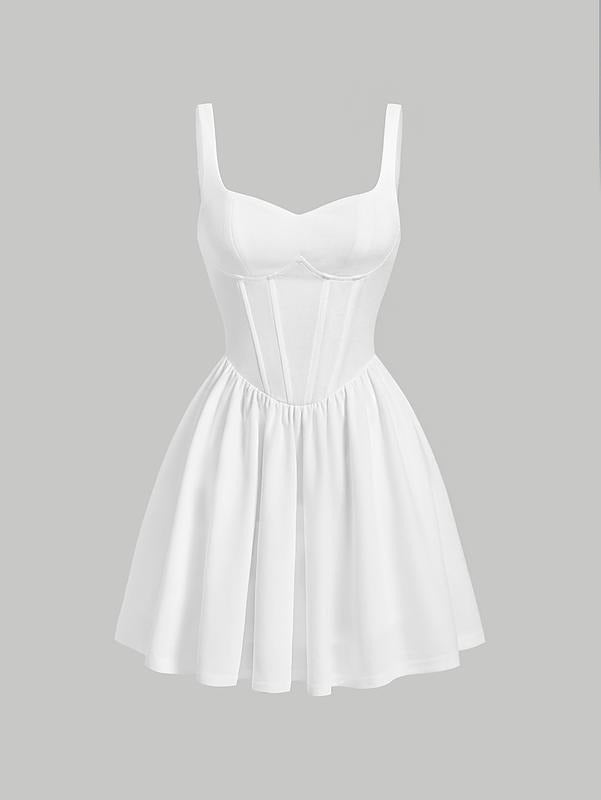 Backless Sweetheart Neck Sleeveless High Waist A Line Swing Flared Short Cami DressY2K T-Shirts, Hoodie, Sweatshirt