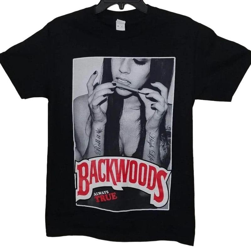 Backwoods Always True T Shirt Black Reprint Double Side Shirt,Short Sleeve Crew Neck T-Shir, Fitted, Pull On, Casual, Unisex Cotton T-Shirt