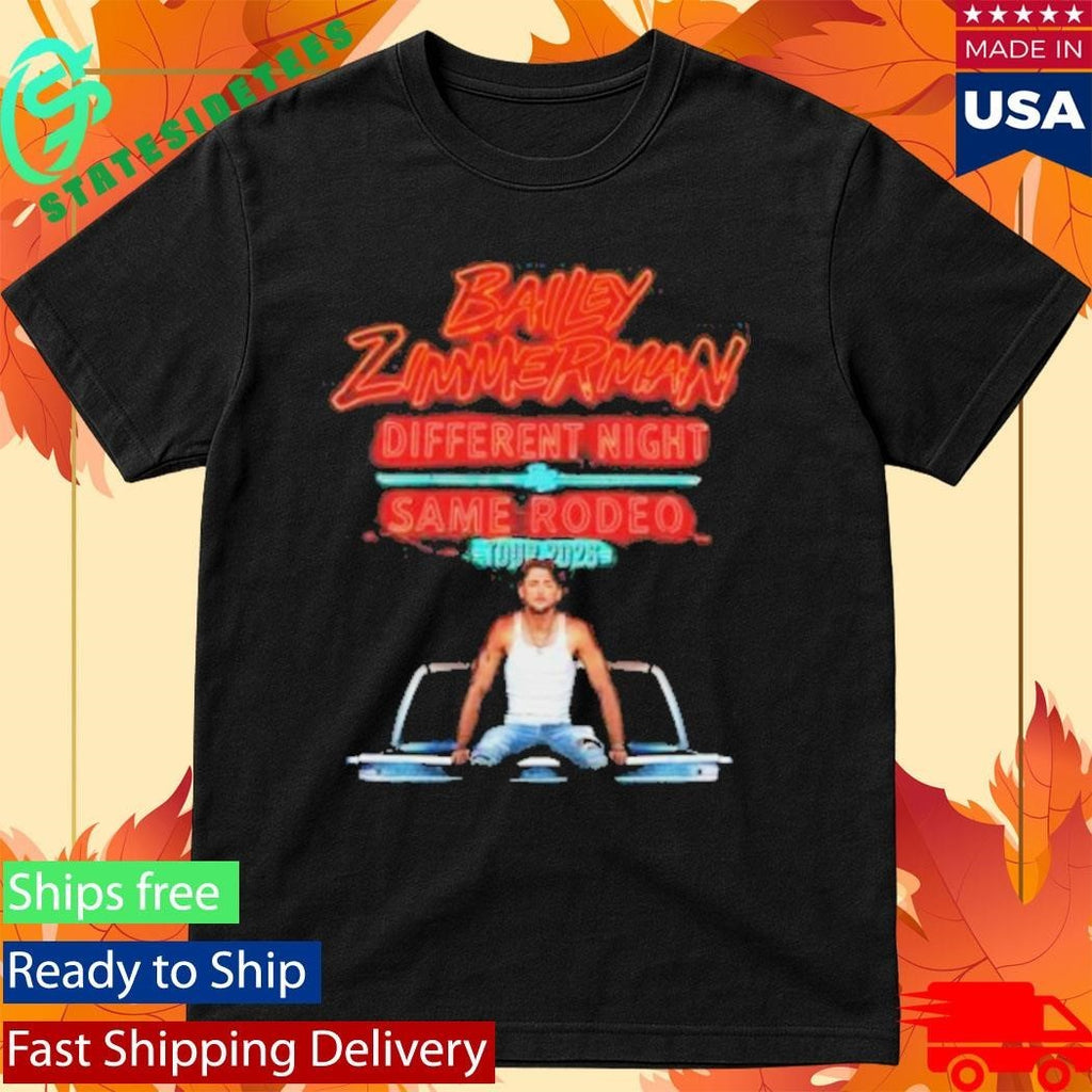 Bailey Zimmerman Different Night Same Rodeo 2026 Tour Shirt
