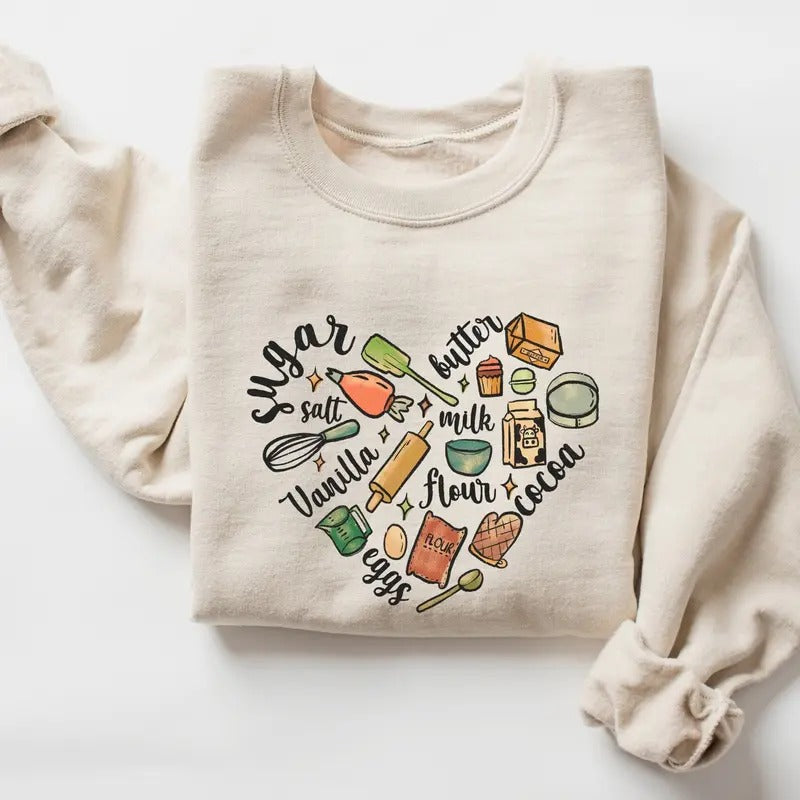 Baker Sweatshirt, Unisex Cotton Crewneck Sweater for Baking Lovers - Fabric Classic Menswear