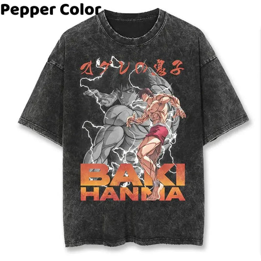 Baki Apricot Shirt, Baki Hanma, Baki Anime Shirt, Baki Manga Shirt, Rap Tee Bootleg Menswear Top Underwear Tshirt Streetwear T-Shirt Round Neck Crewneck