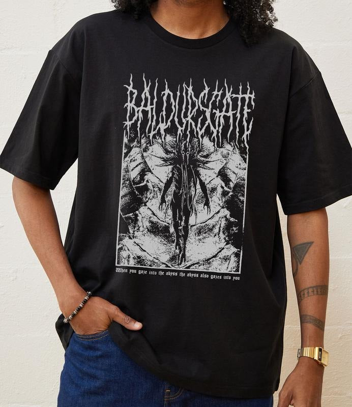 Baldurs Gate 3 T-Shirt, Unisex Black Metal Mindflayer Illithid Game Tee, gaming tee, Fantassy Adventure Unisex cotton...
