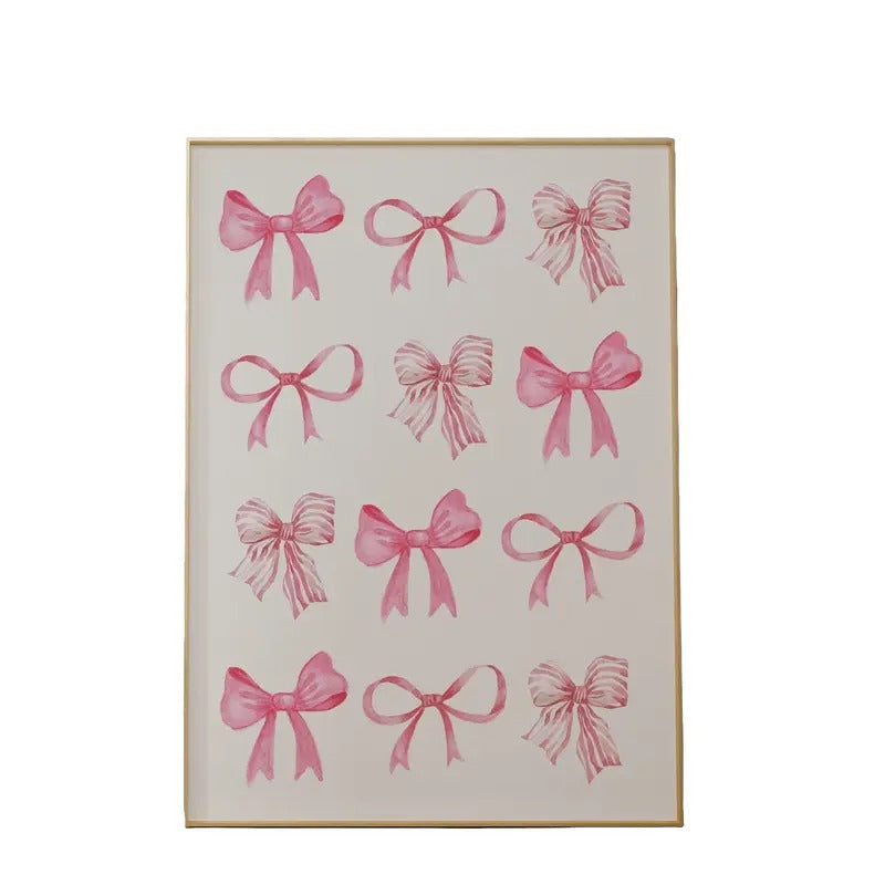 Balletcore Wall Art, Coquette Room Decor, Watercolor Bow Print, Pastel Blush Art Print, Aesthetic Decor Art Poster Prints...