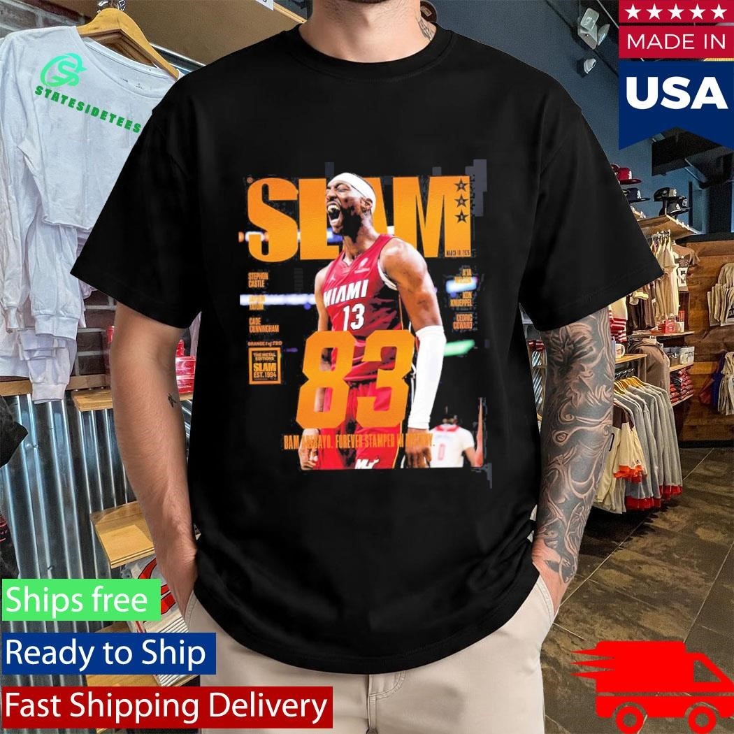 Bam Adebayo Miami Heat On The Cover Of SLAM 261 83 Points Forever Stamped In History Orange Metal Edition T-Shirt