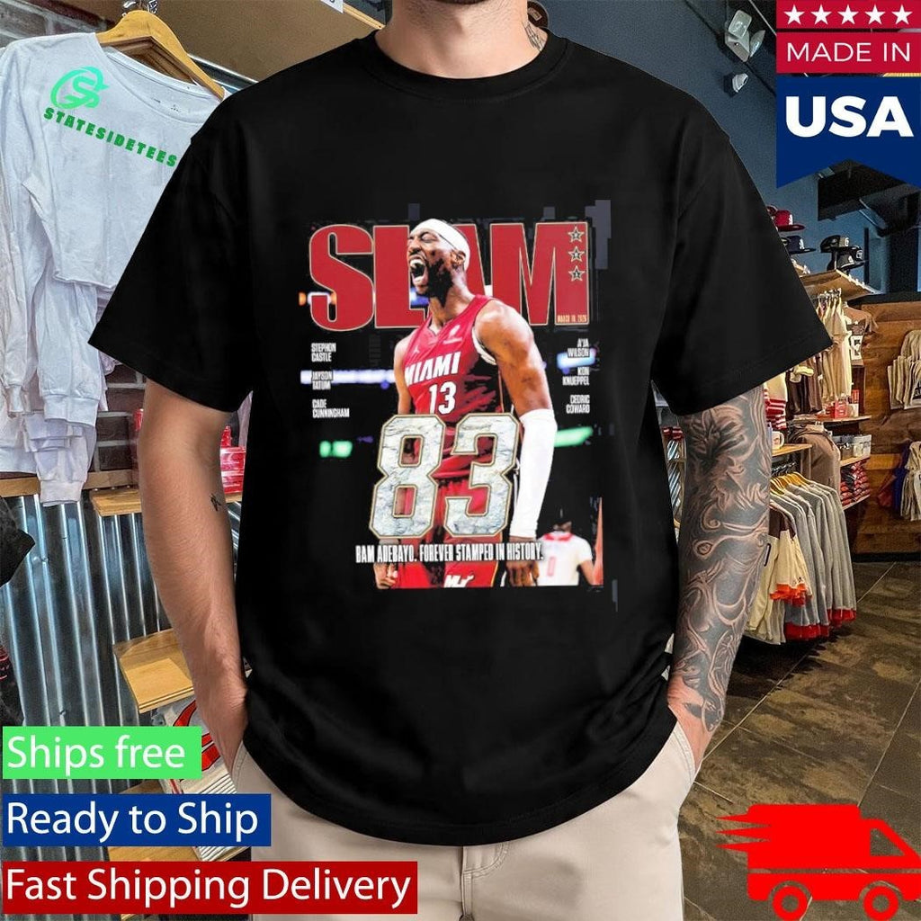 Bam Adebayo Miami Heat On The Cover Of SLAM 261 83 Points Forever Stamped In History T-Shirt