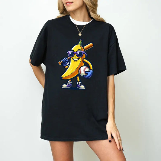 Banana Playing Baseball Fruit Lover Baseball Player Shirt, Lets Go Bananas Shirt, Funny Banana Baseball Shirt, Cute Yellow Banana Shirt, Funny Banana Shirt