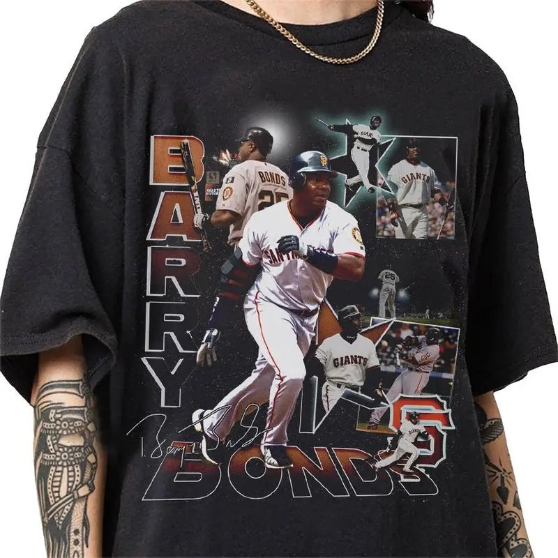 Barry Bonds 90s Vintage Bootleg Style T-Shirt, Classic Retro Graphic Unisex Tee Gift For Men and Women
