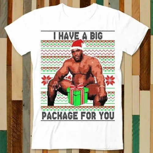 Barry Sitting On A Bed Big Package Ugly Christmas Xmas T Shirt Adult Unisex Men Women Retro Design Tee Vintage Top made in usa