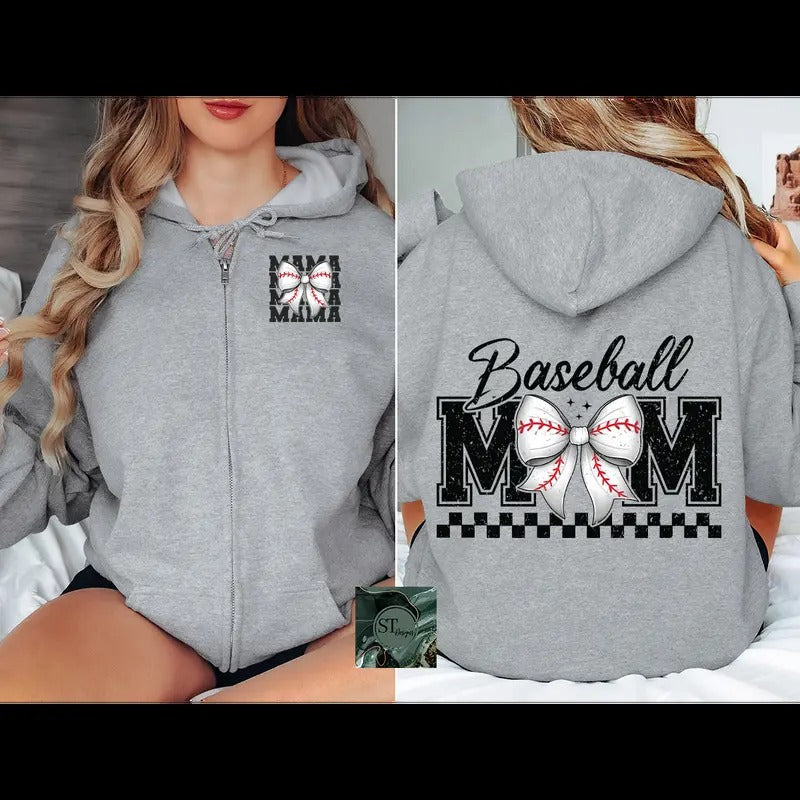 Basbeball Mama Zip Hoodie on Sport Grey