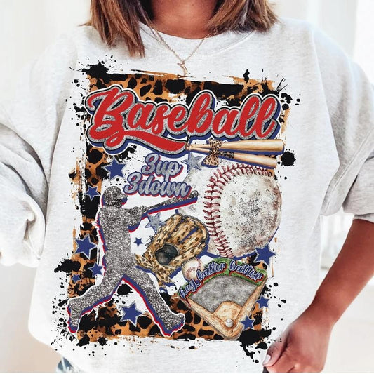 Baseball 3 UP 3 Down DTF Transfers - THIS IS NOT A SHIRT