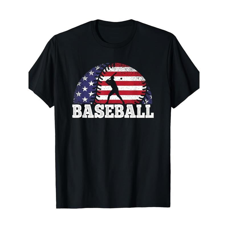 Baseball American Flag Baseball Player T-Shirt-100% Cotton -220g made in usa Hoodie, Sweatshirt | DripVista.com