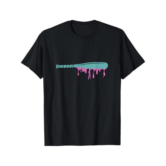 Baseball Bat Wth Sprnkles Drp Retro Gfts TShrt Men's T-shirt Funny pattern, Casual and comfortable round neck cotton short sleeve, four seasons can wear 220g made in usa