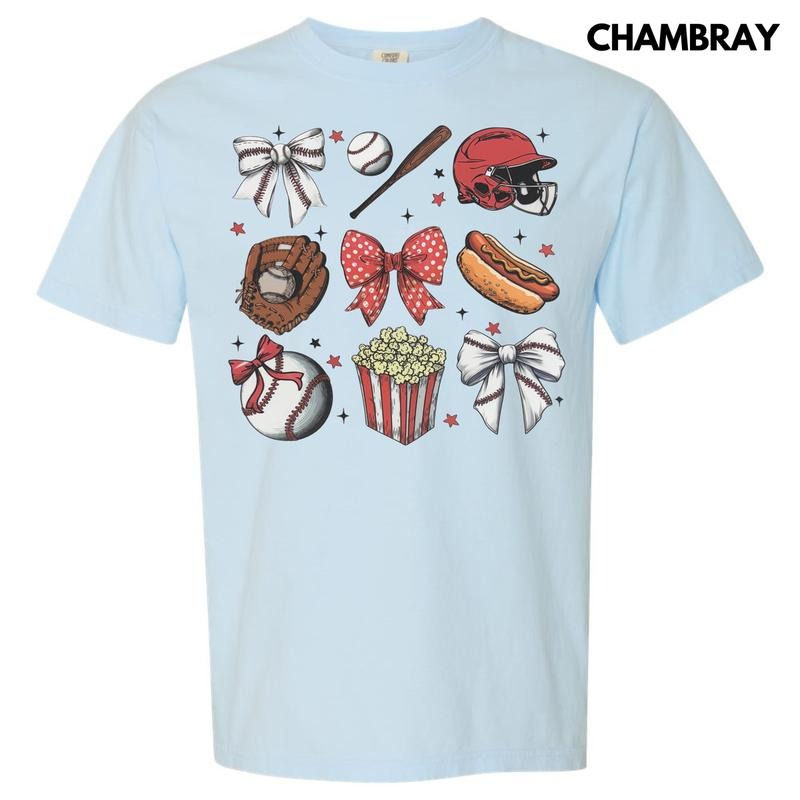Baseball Bow Collage Comfort Colors T-Shirt