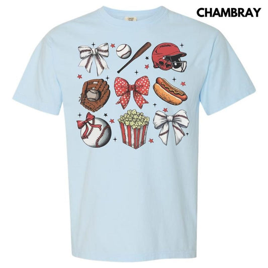 Baseball Bow Collage Comfort Colors T-Shirt