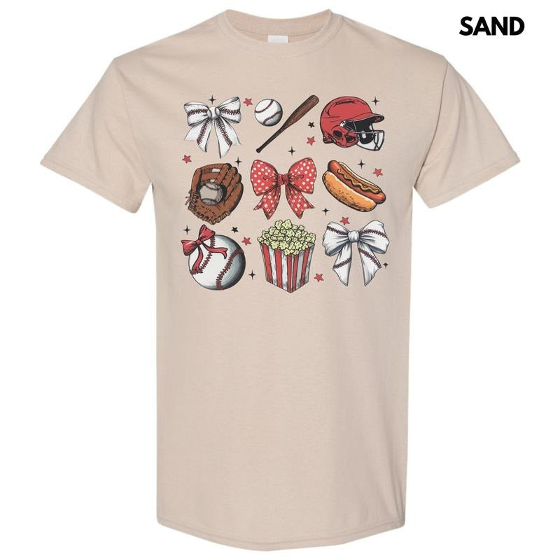 Baseball Bow Collage Gildan Short Sleeve T-Shirt