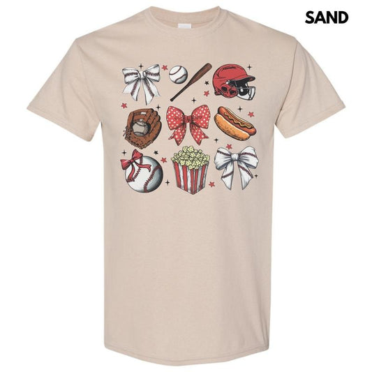 Baseball Bow Collage Gildan Short Sleeve T-Shirt