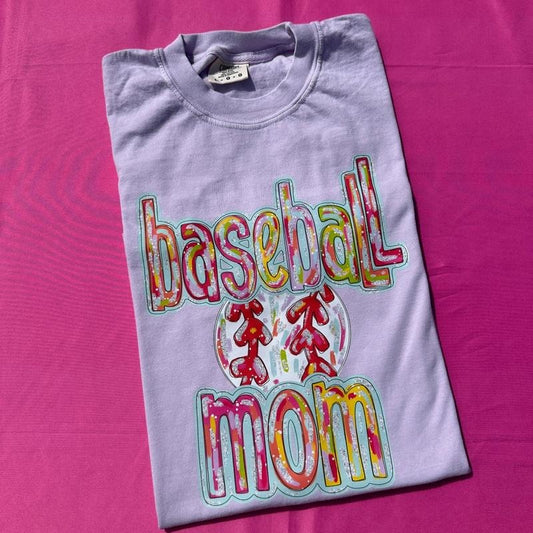 Baseball Brushstroke Mom Comfort Colors T-Shirt