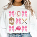 Baseball Coquette Bow Sweatshirt, Soft Girl Era, Baseball Tee, Pink Bow Baseball Sweater, Baseball Sweatshirt, Gifts For Baseball Fan, Baseball Gifts For Men Women Sweater, Long Sleeve Crewneck Shirt, Gift For Birthday Fit Unisex