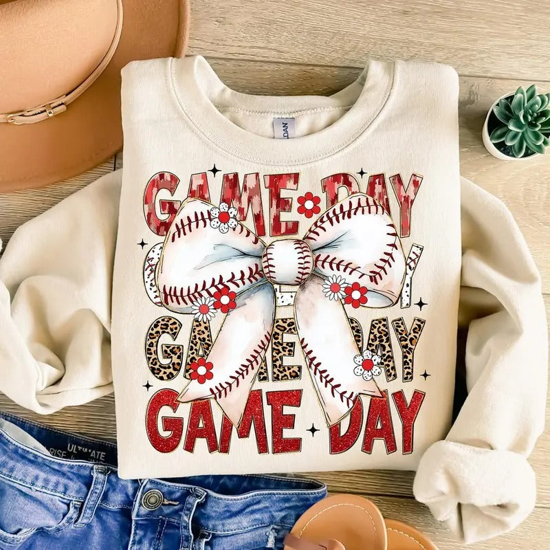 Baseball Coquette Game Day Bow ,  Baseball Mom , Baseball Mama, Tis the Season Sweatshirt T-Shirts, Hoodie | DripVista.com