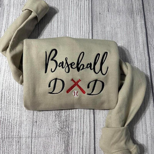 Baseball Dad embroidered sweatshirt;Baseball embroidered crewneck, baseball lover's sweatshirt; Father's Day gift; gift for him shirt