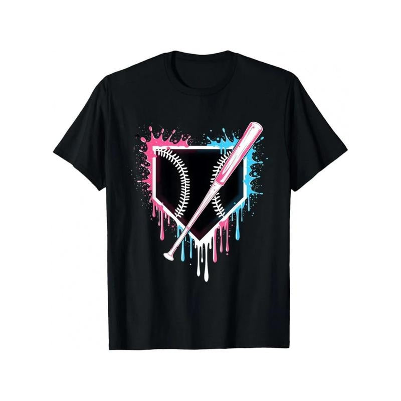 Baseball Drip Style T-Shirt for Men and Women - Casual Cotton Blend, Round Neck, Regular Fit, All-Season Printed Sports...