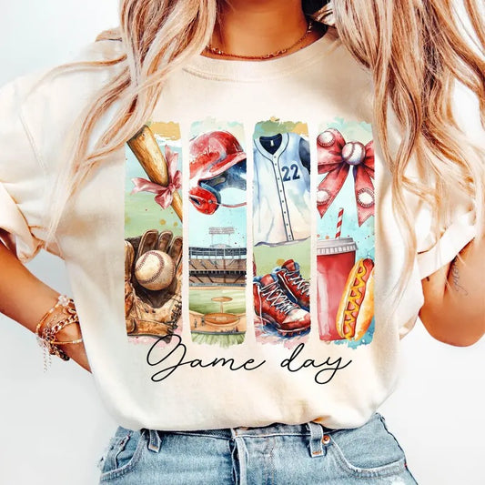 Baseball Game Day T-Shirt, Baseball Coquette T-Shirt, Baseball Mama T-Shirt, Brushstroke Shirt, Mother's Day Gifts