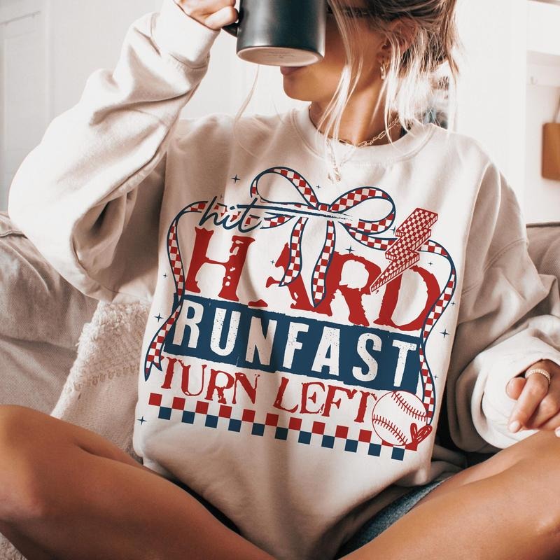 Baseball Hit Hard Run Fast Swing Left Retro Baseball Shirt Baseball Saying Shirt Shirt Game Day Baseball Shirt Retro Quote Funny Baseball Mom Shirt