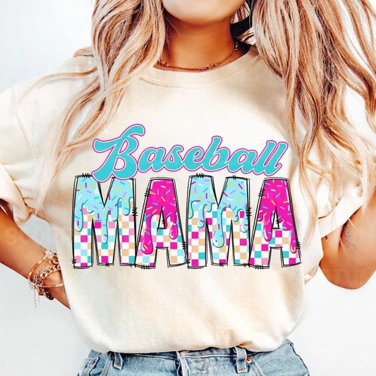 Baseball Ice Cream Print Shirt, Brushstroke Mama Tee tshirt, Sporty Fashion Look tshirt, yhwh shirt, favorite shirts
