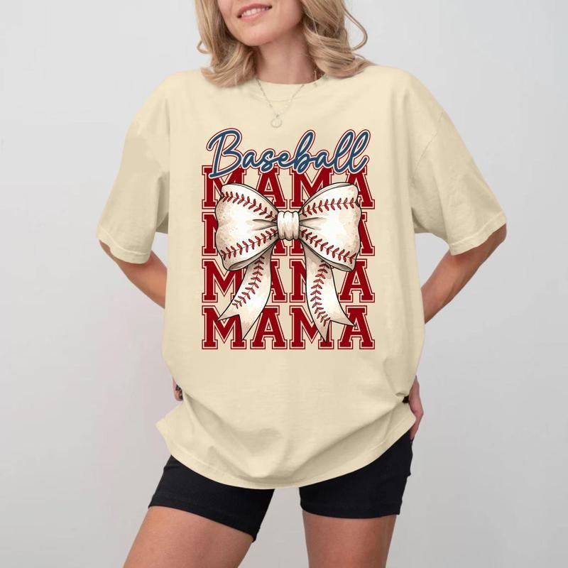 Baseball MAMA Letter Print T-shirt, Unisex Soft Cotton Crewneck Hoodie, Sweatshirt | DripVista.com