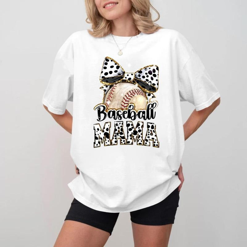 Baseball MOM Bow Crewneck, Unisex Cotton Mother's Day Shirt Hoodie, Sweatshirt | DripVista.com