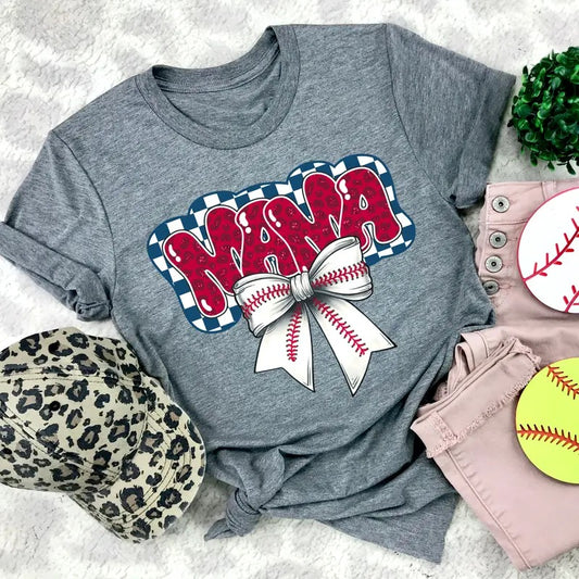 Baseball Mama Bow DTF Transfers - THIS IS NOT A SHIRT