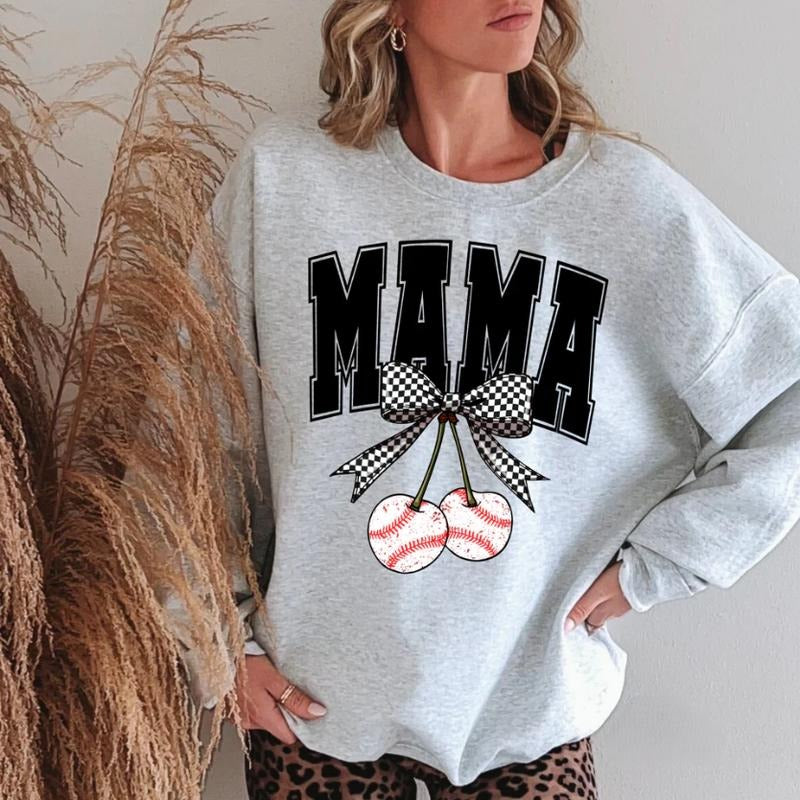 Baseball Mama Cherries Graphic Crewneck Sweatshirt, cowgirl outfits, western clothing, western tops outfits women,...